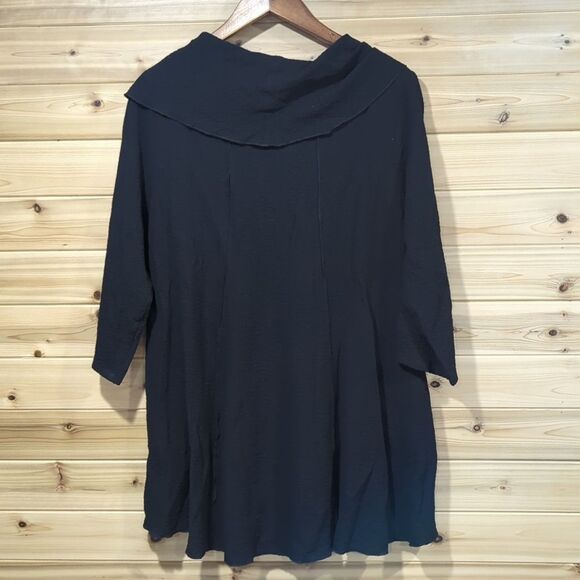 Yushi Top Womens Medium Black Textured Knit Cowl Neck Art Lagenlook - Picture 4 of 7